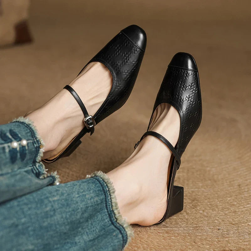 Mules donna eleganti in pelle con cinturino