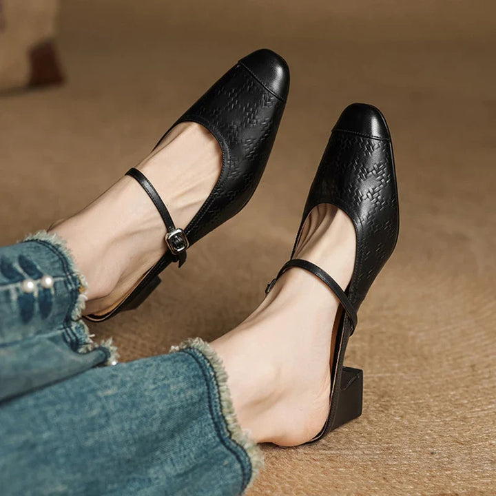 Mules donna eleganti in pelle con cinturino