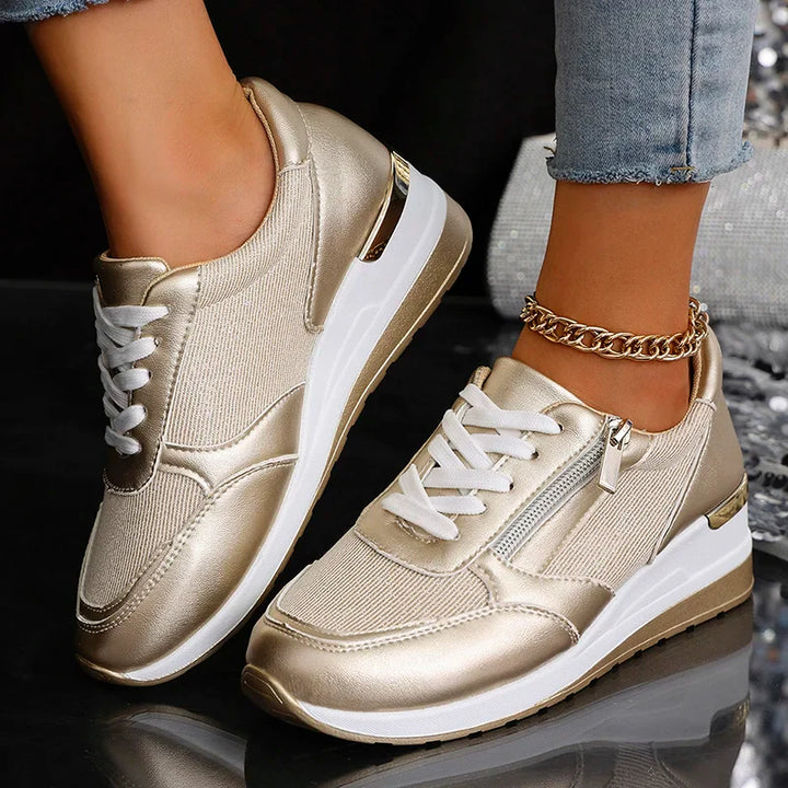 Sneakers Donna con Plateau Effetto Metallico Urban-Chic