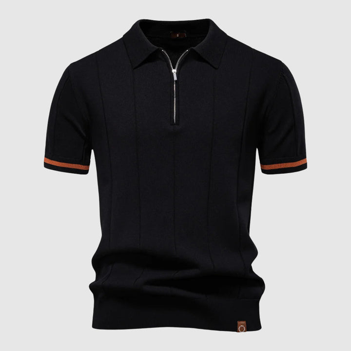 Dinamico Polo Uomo Zip Manica Corta Righe Verticali