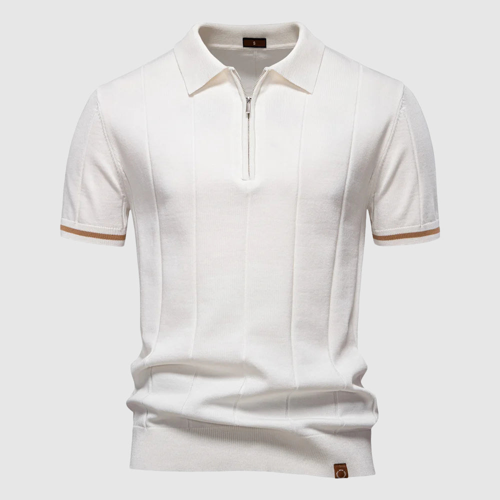 Dinamico Polo Uomo Zip Manica Corta Righe Verticali