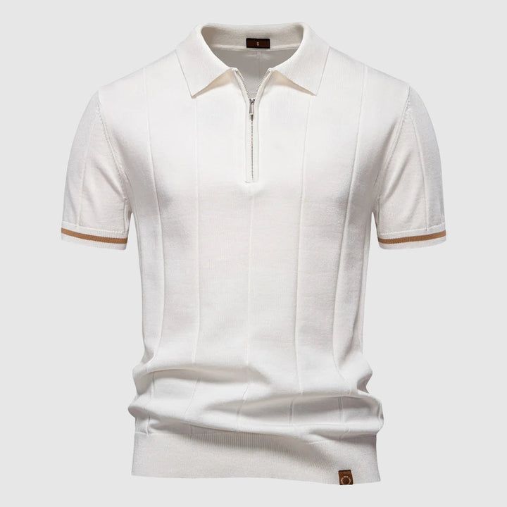 Dinamico Polo Uomo Zip Manica Corta Righe Verticali