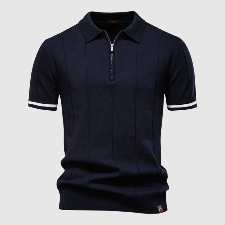 Dinamico Polo Uomo Zip Manica Corta Righe Verticali