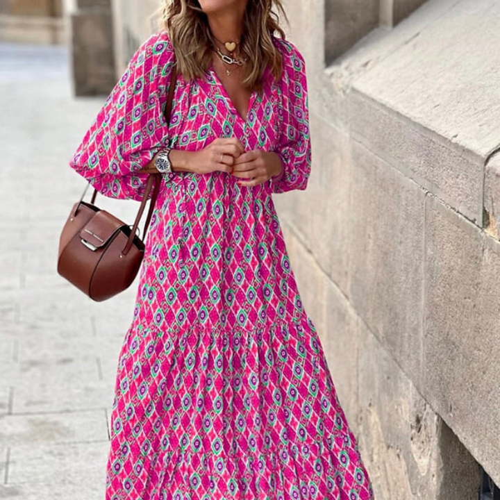 Abito maxi elegante floreale boho