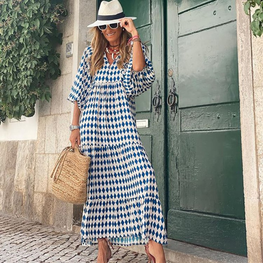 Abito maxi elegante floreale boho