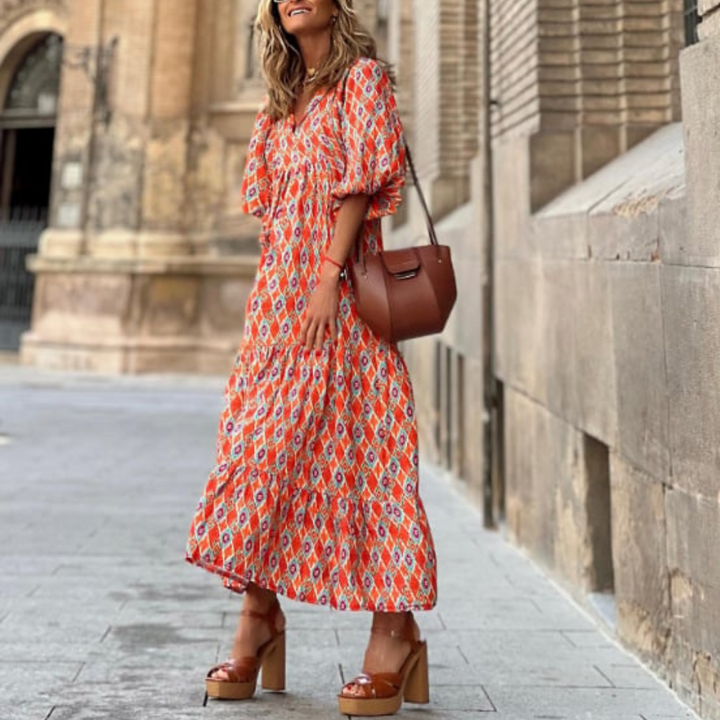 Abito maxi elegante floreale boho