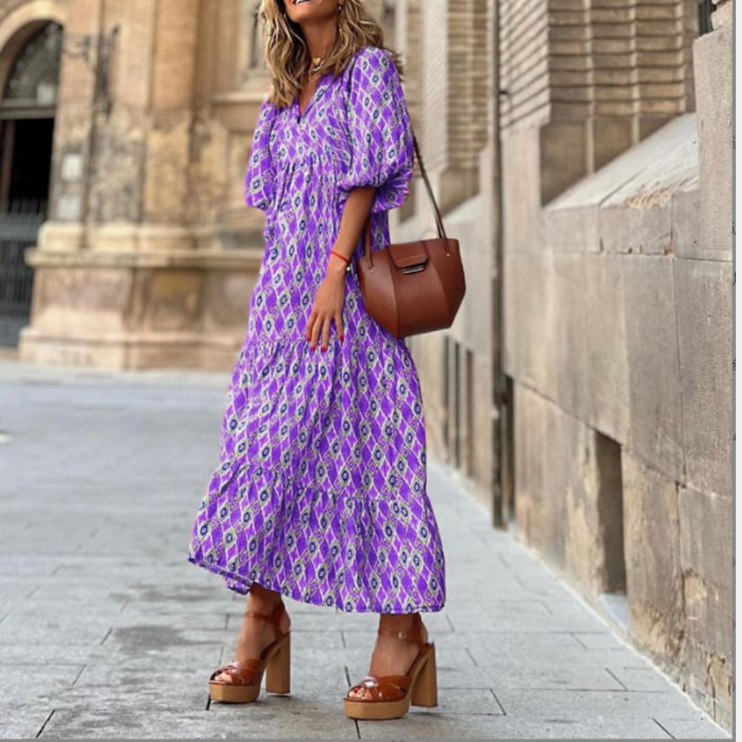 Abito maxi elegante floreale boho