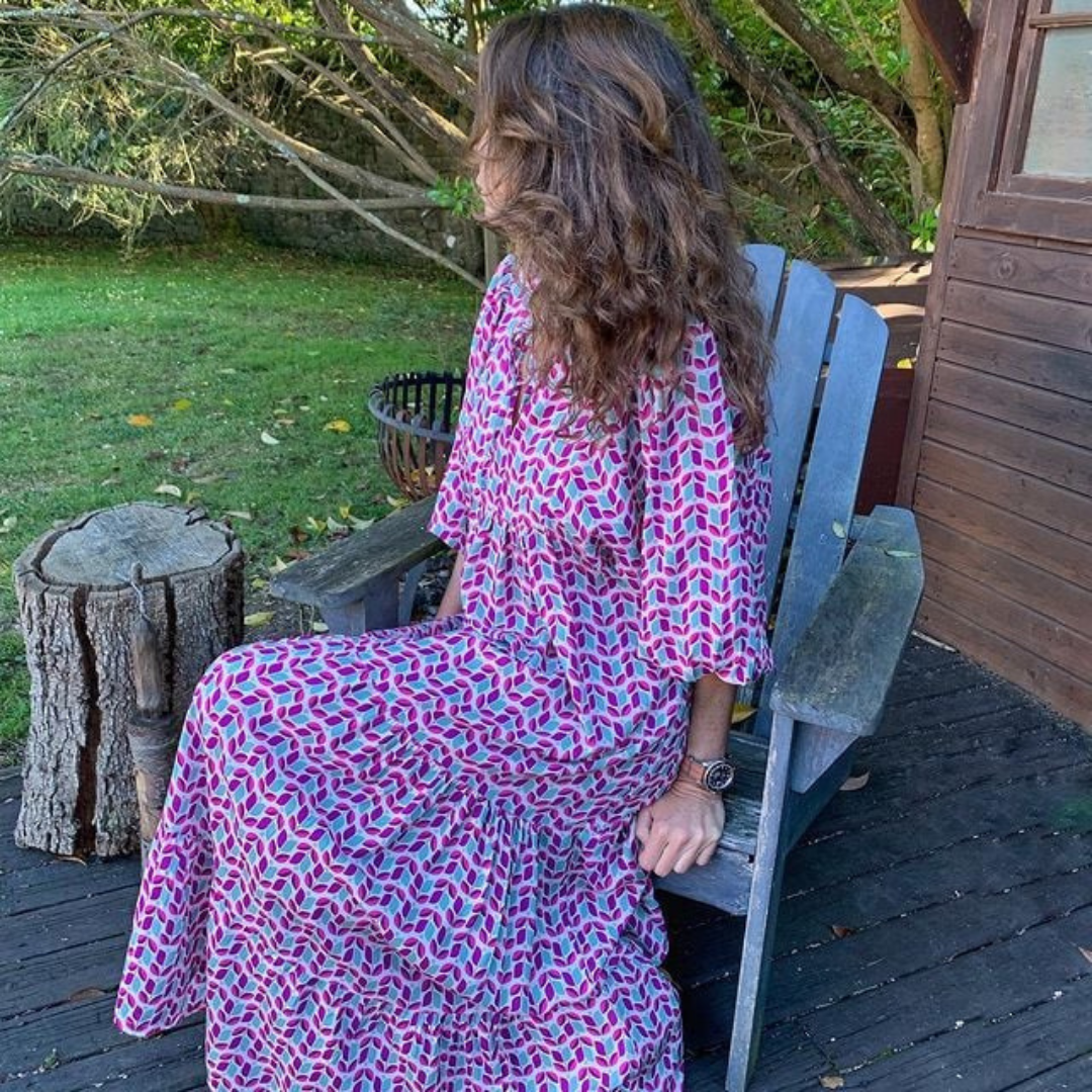 Abito maxi elegante floreale boho