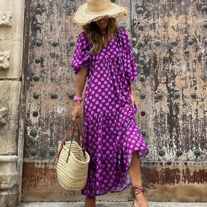 Abito maxi elegante floreale boho