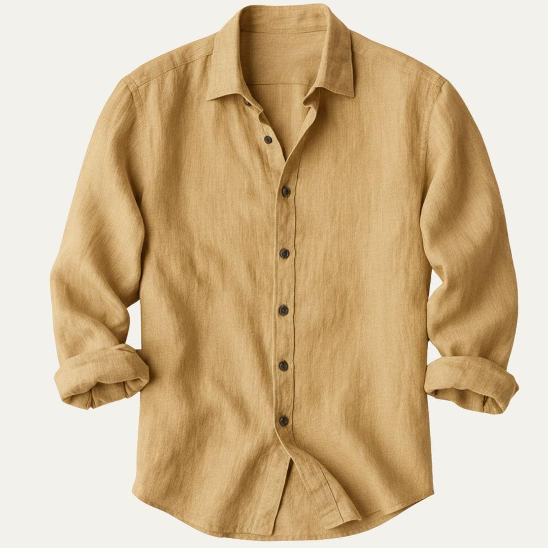 Classica Camicia Uomo Zurich Vintage Manica Lunga Lino
