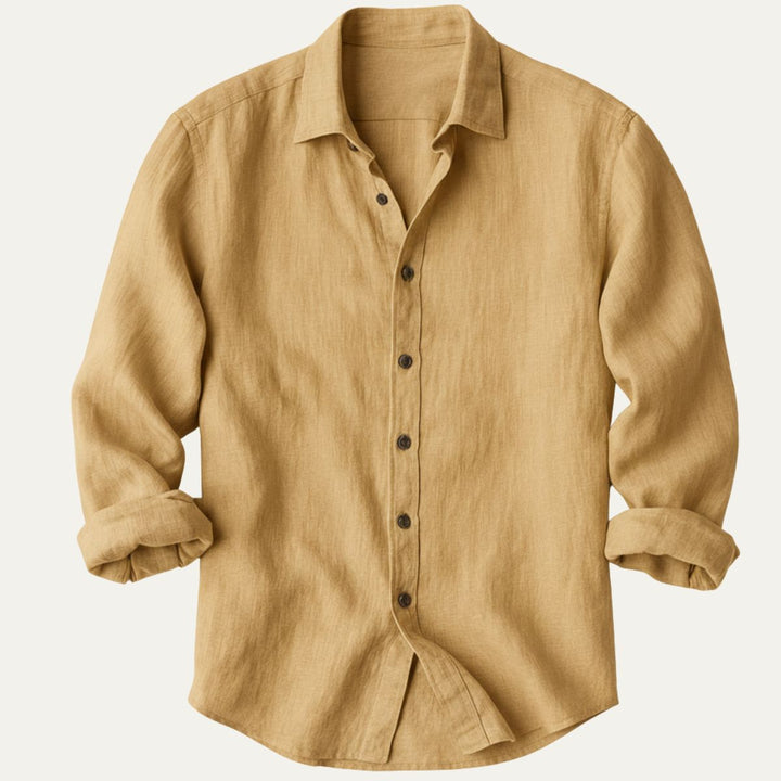 Classica Camicia Uomo Zurich Vintage Manica Lunga Lino