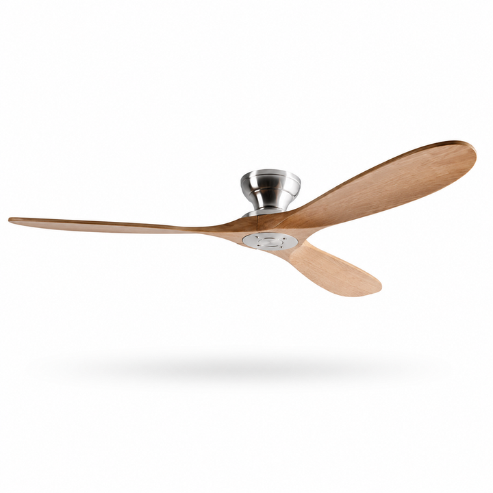 Ventilatore a Soffitto Silenzioso in Legno Massello – Reversibile Estate/Inverno