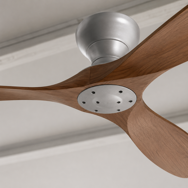 Ventilatore a Soffitto Silenzioso in Legno Massello – Reversibile Estate/Inverno