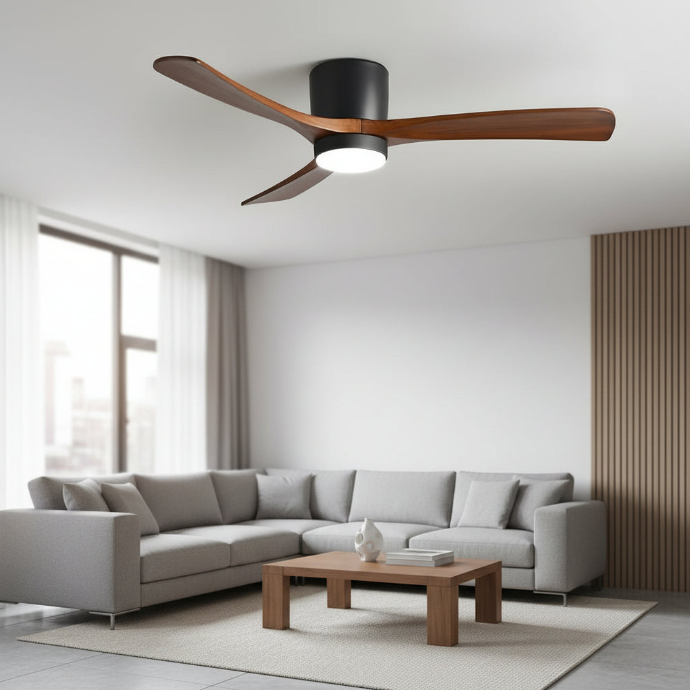 Ventilatore a Soffitto in Legno d'Acero con Luce Integrata – Design Scandinavo