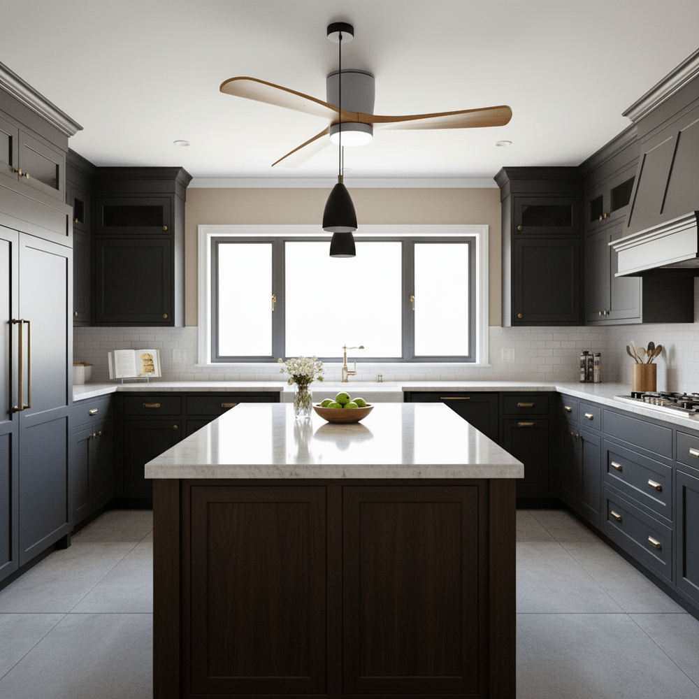 Ventilatore a Soffitto in Legno d'Acero con Luce Integrata – Design Scandinavo