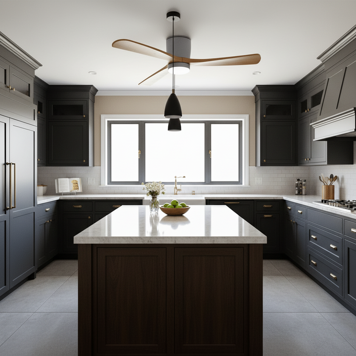 Ventilatore a Soffitto in Legno d'Acero con Luce Integrata – Design Scandinavo