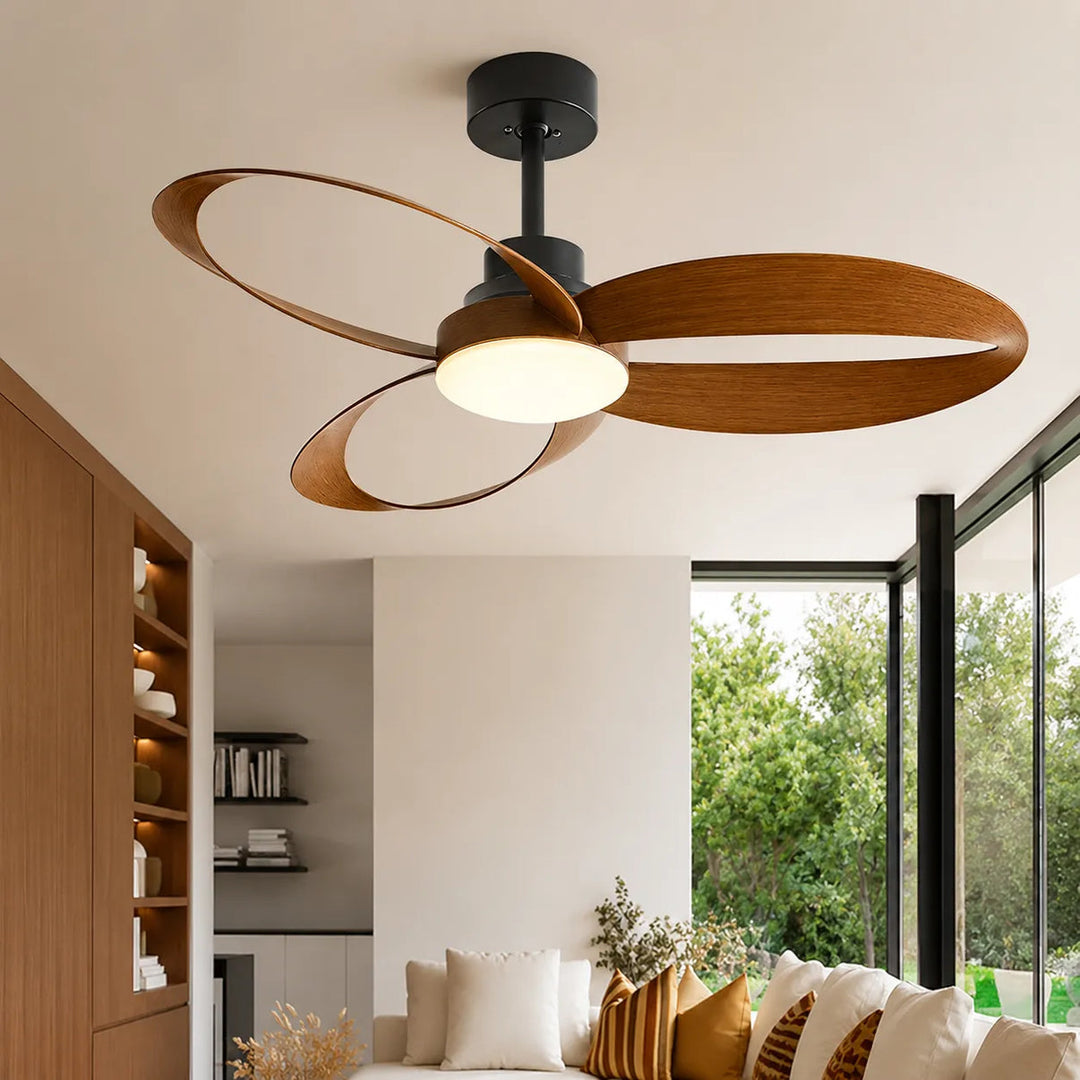 Ventilatore a Soffitto in Legno con Luce LED – Design Elegante e Silenzioso