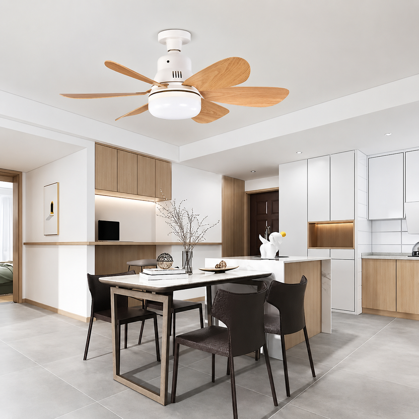 Ventilatore a Soffitto con Pale in Legno – Design Naturale