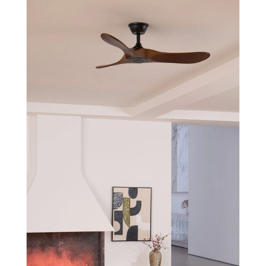 Ventilatore a Soffitto in Legno Finitura Noce – Silenzioso con Telecomando