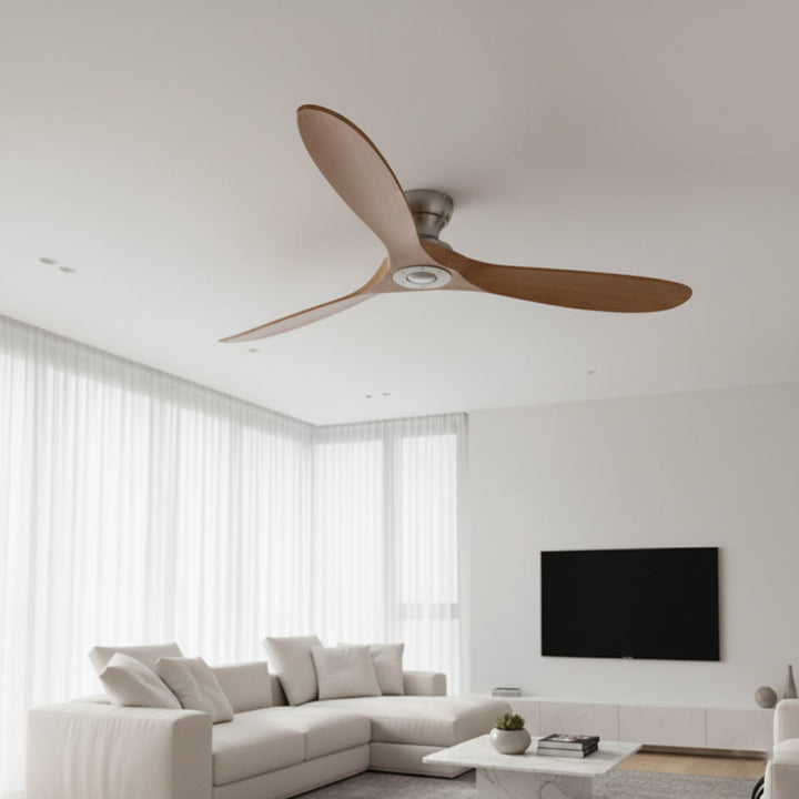 Ventilatore a Soffitto in Legno Massello con Luce LED – Reversibile Estate/Inverno