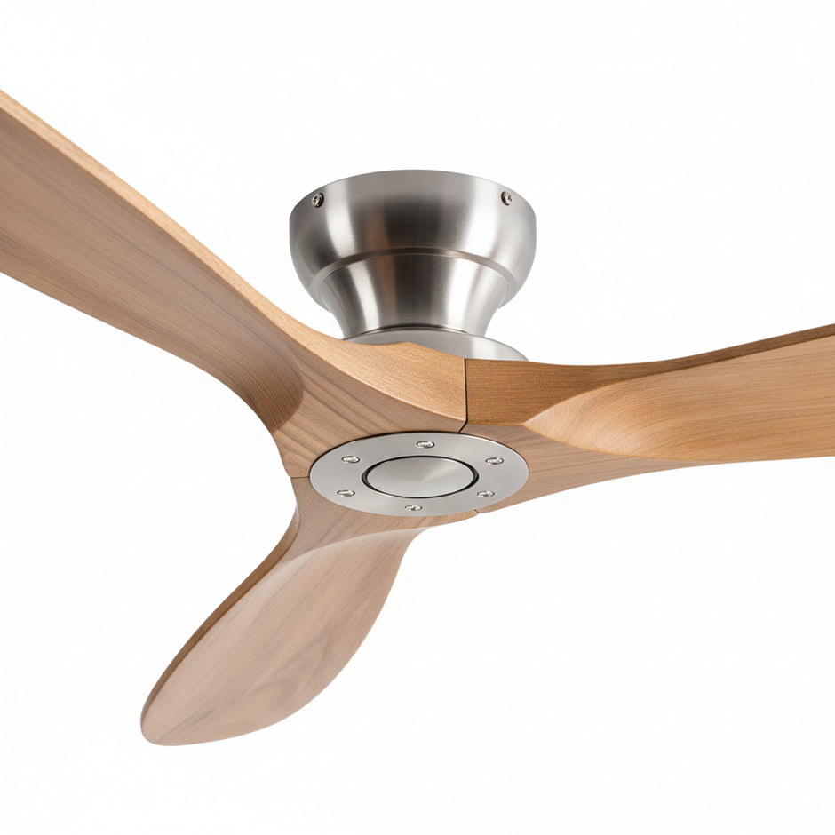 Ventilatore a Soffitto in Legno Massello con Luce LED – Reversibile Estate/Inverno