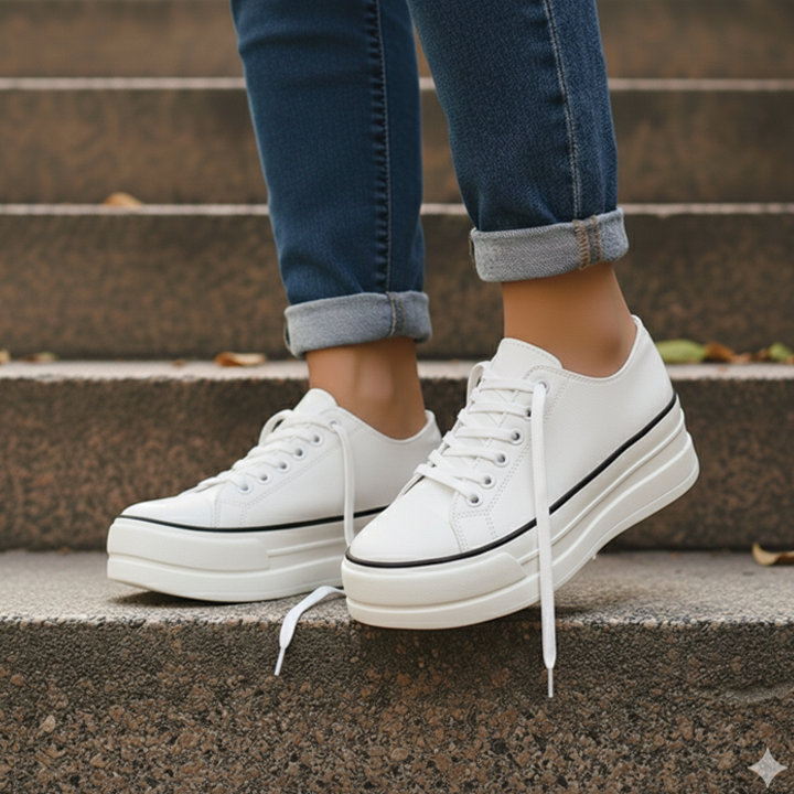 Sneakers Donna con Plateau in Tessuto Canvas