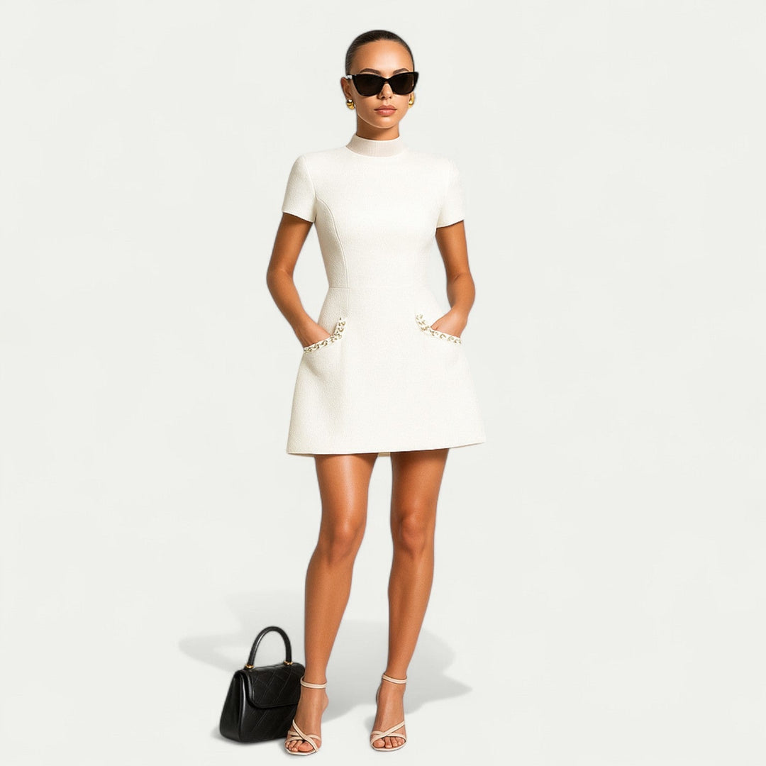 Minigonna da donna con bordi in perle