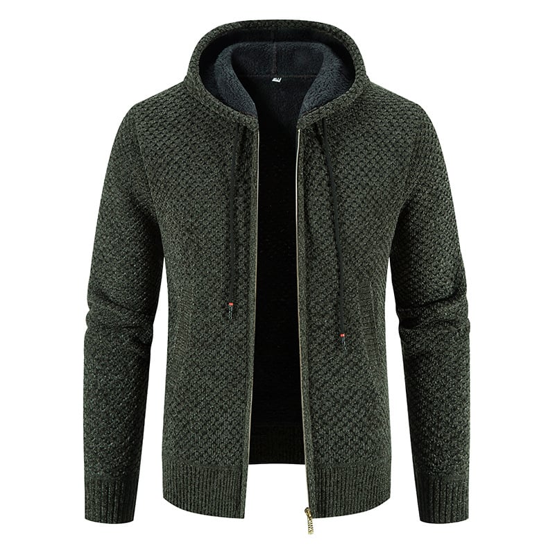 Cardigan Uomo con Cappuccio Foderato Zip Frontale