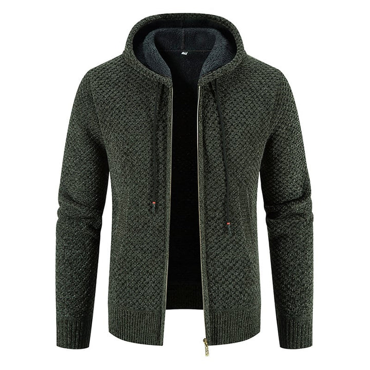 Cardigan Uomo con Cappuccio Foderato Zip Frontale