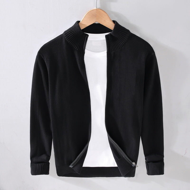 Cardigan Slim Fit Uomo in Cotone a Tinta Unita