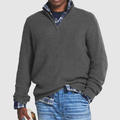 Maglione Uomo con Zip e Collo Alto Vestibilità Comoda