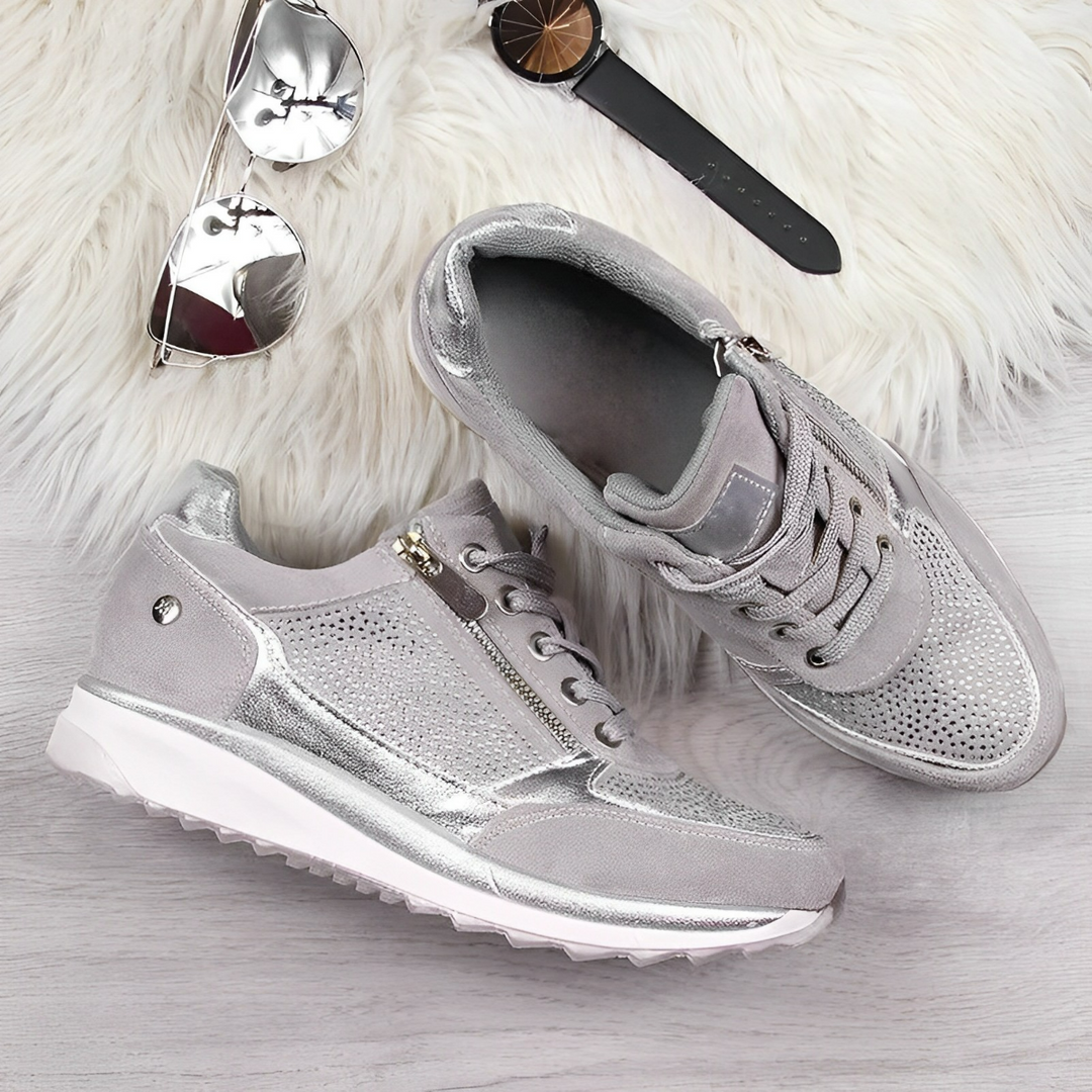 Sneakers Donna Comode con Zip e Suola Ammortizzata