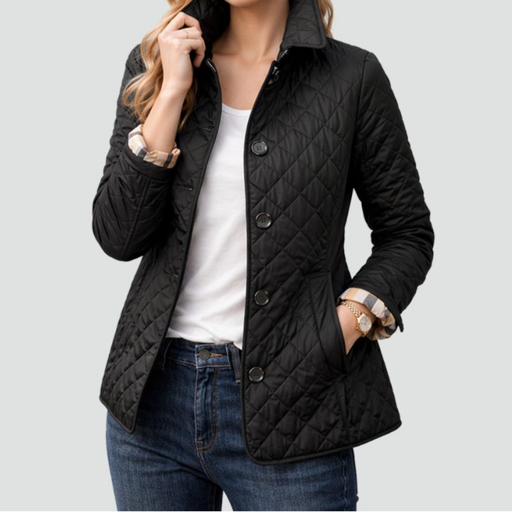 Giacca Donna Trapuntata Regular Fit con Collo e Bottoni