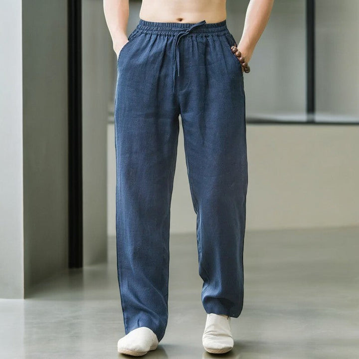 Pantalone in Lino Uomo Vita Elastica Taglio Rilassato