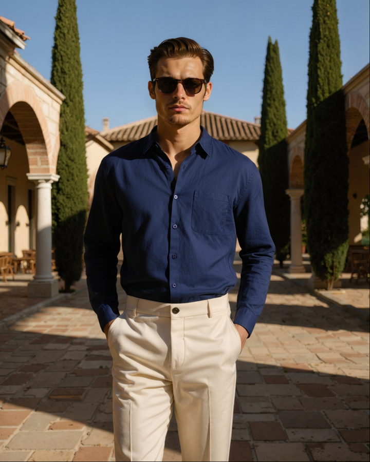 Camicia in Lino Uomo 100% Lino Vestibilità Oversize