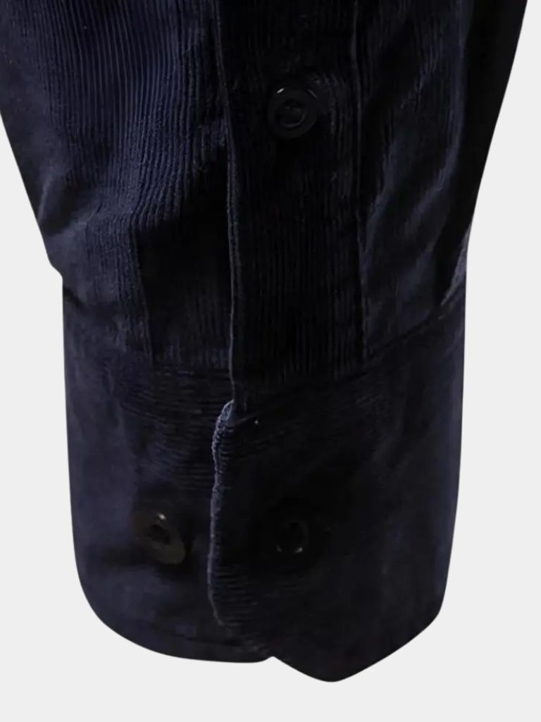 Classica Camicia Uomo Velluto a Coste Business Casual Elegante