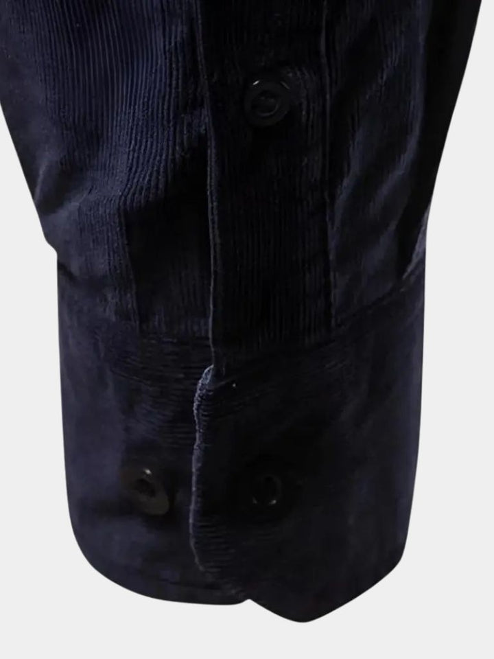 Classica Camicia Uomo Velluto a Coste Business Casual Elegante