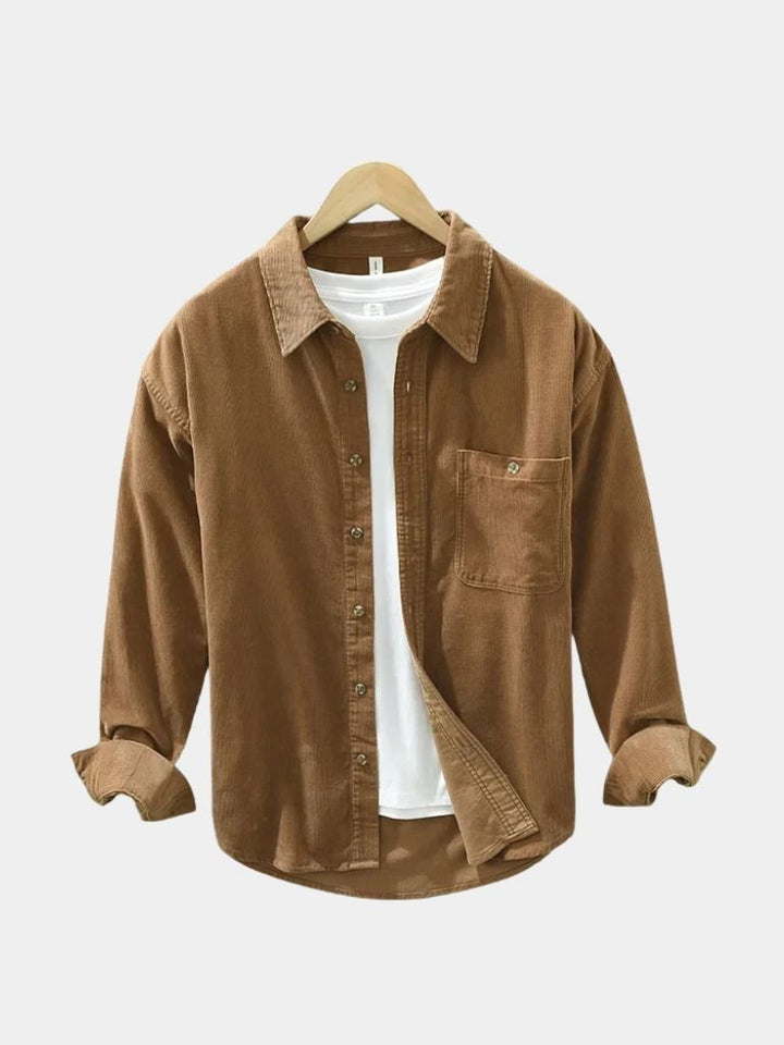 Classica Camicia Uomo Velluto a Coste Casual Elegante