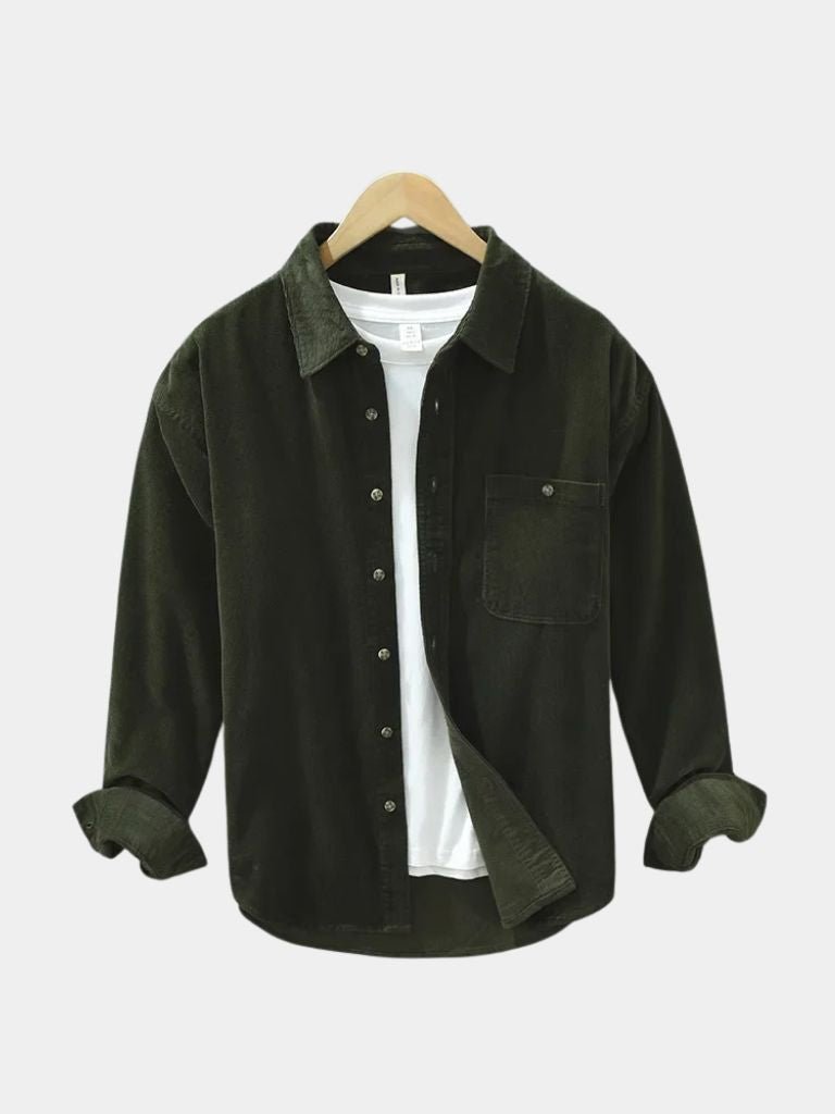 Classica Camicia Uomo Velluto a Coste Casual Elegante