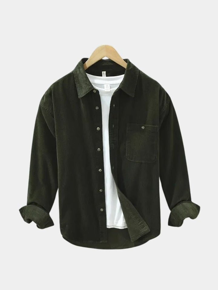 Classica Camicia Uomo Velluto a Coste Casual Elegante