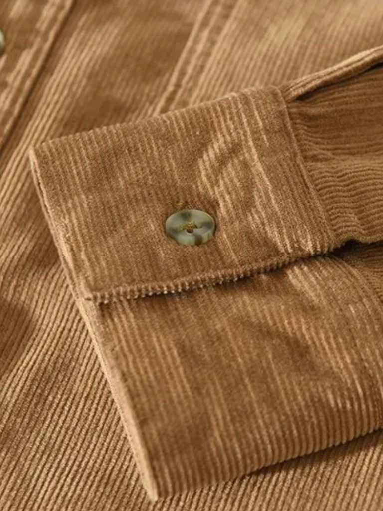 Classica Camicia Uomo Velluto a Coste Casual Elegante