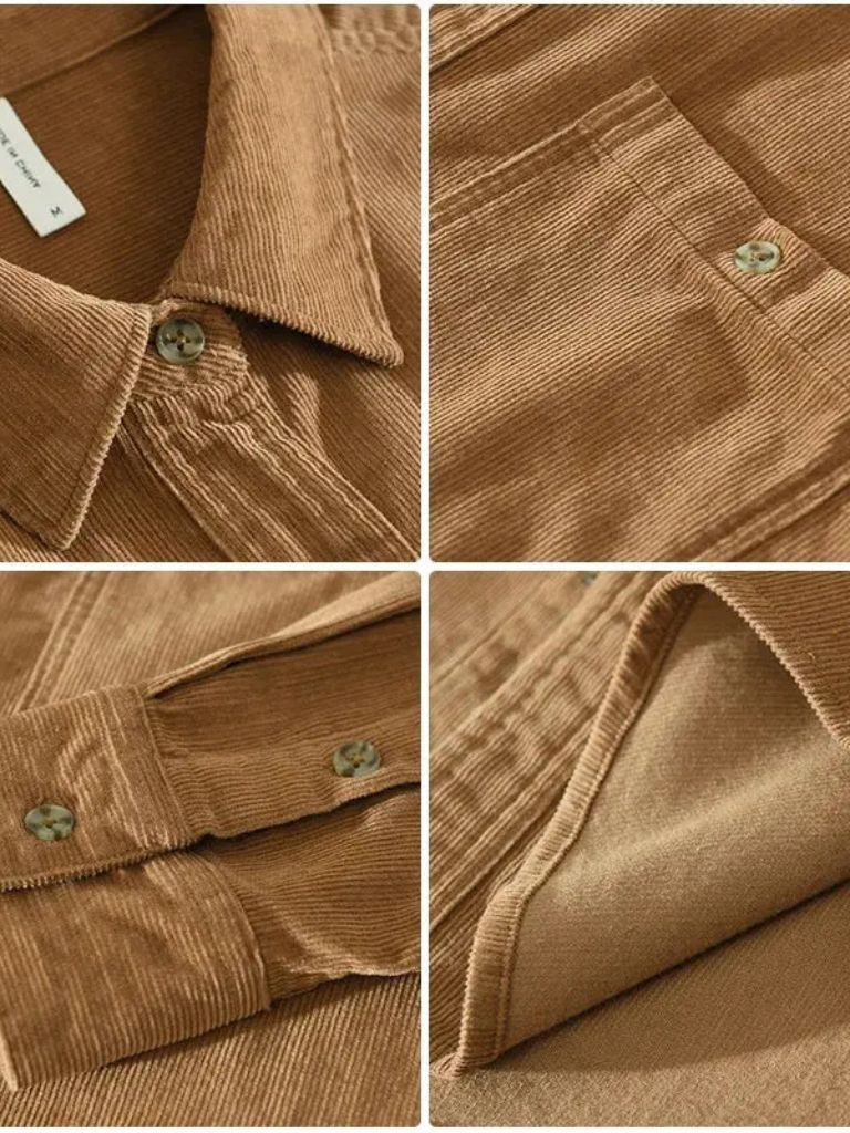 Classica Camicia Uomo Velluto a Coste Casual Elegante