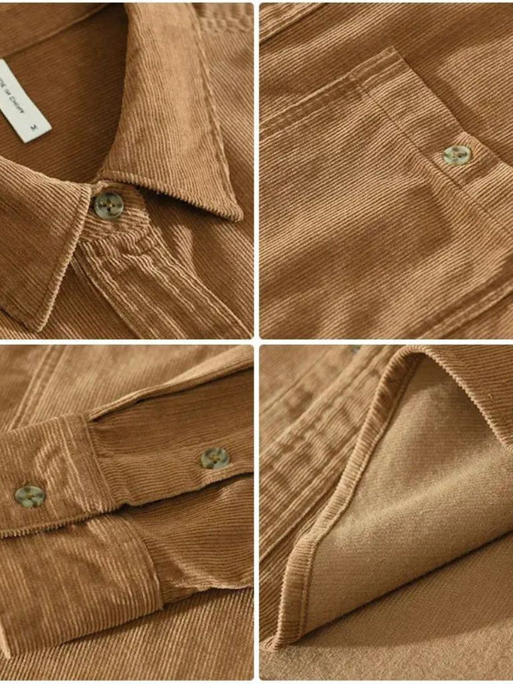 Classica Camicia Uomo Velluto a Coste Casual Elegante