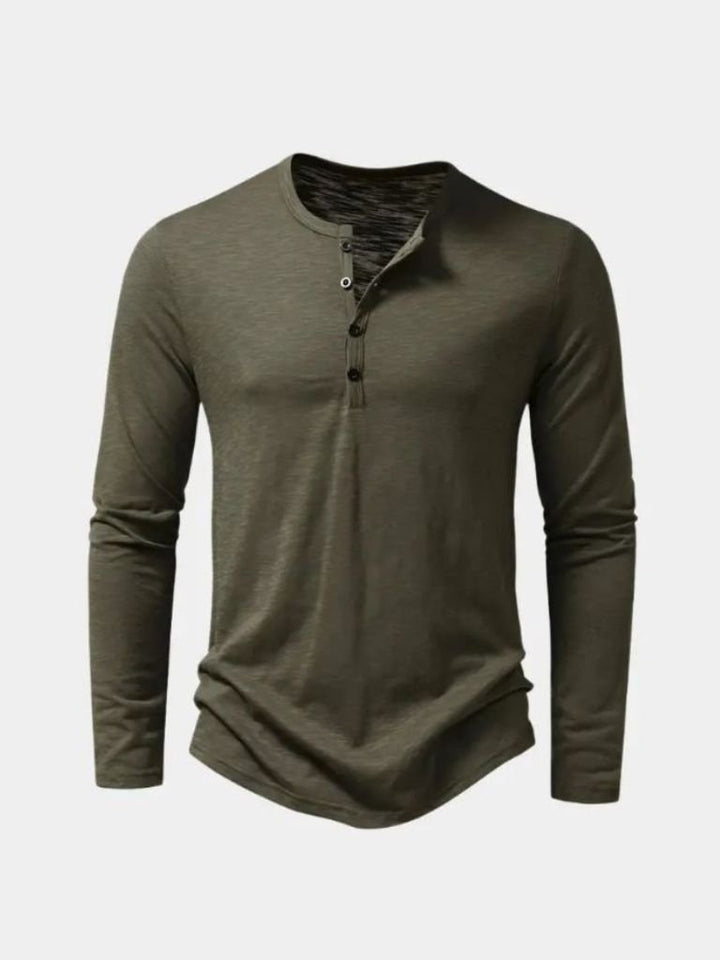 Maglietta a maniche lunghe con collo Henley