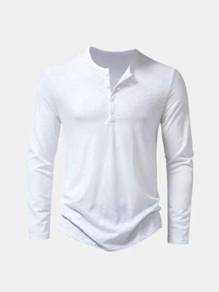 Maglietta a maniche lunghe con collo Henley