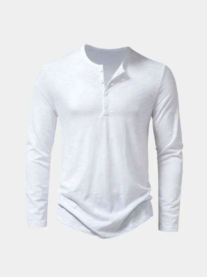 Maglietta a maniche lunghe con collo Henley