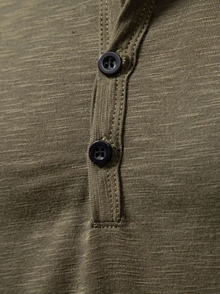 Maglietta a maniche lunghe con collo Henley
