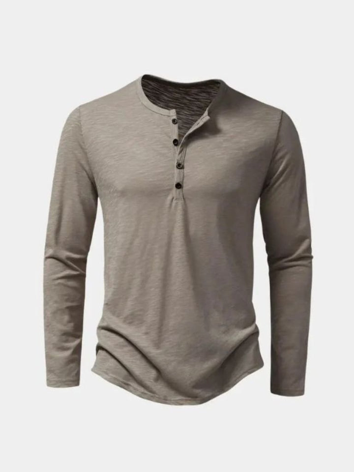 Maglietta a maniche lunghe con collo Henley