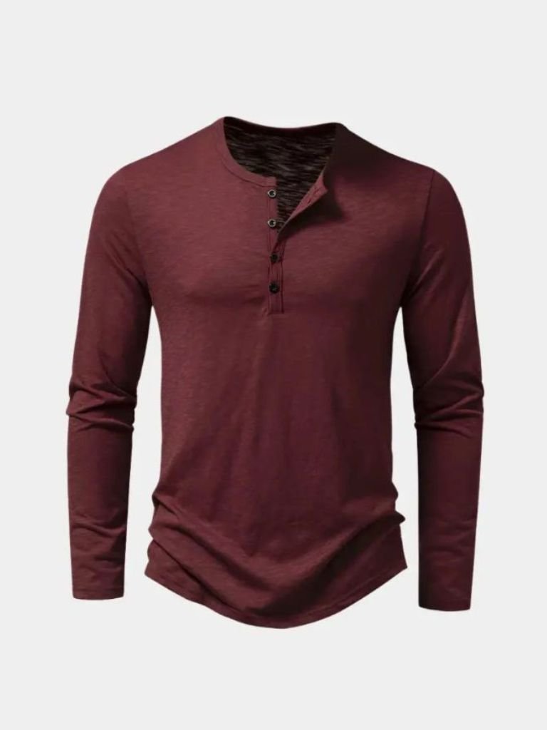 Maglietta a maniche lunghe con collo Henley