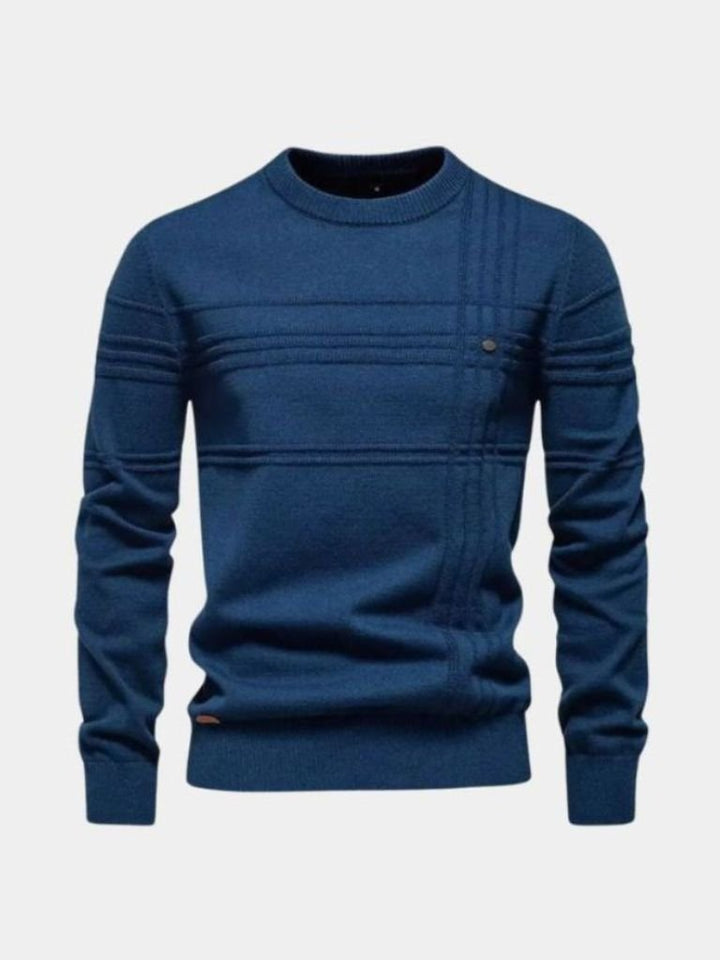 Maglione girocollo a righe in cotone lavorato a maglia
